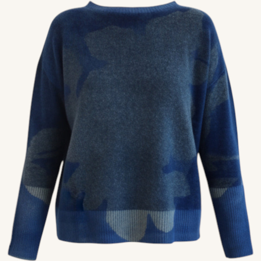 Maglione girocollo stampa a mano in cashmere