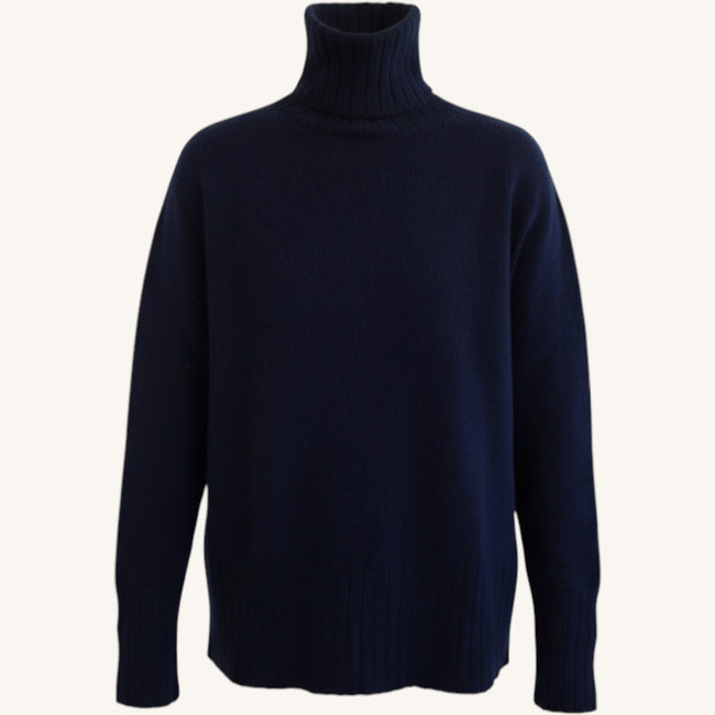 Maglione collo alto con spacchi in cashmere