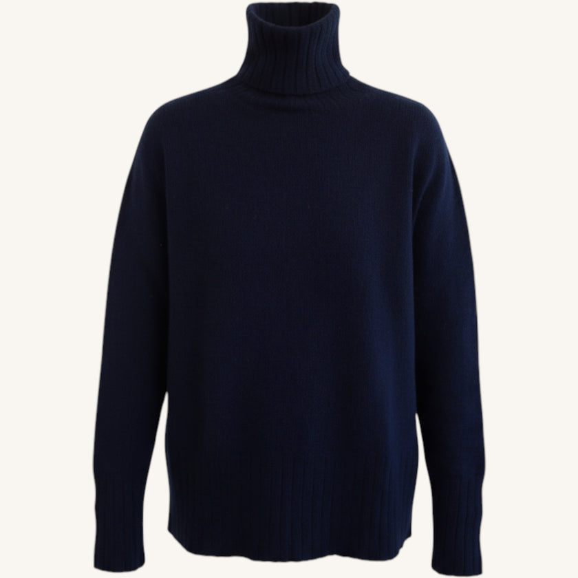 Maglione collo alto con spacchi in cashmere