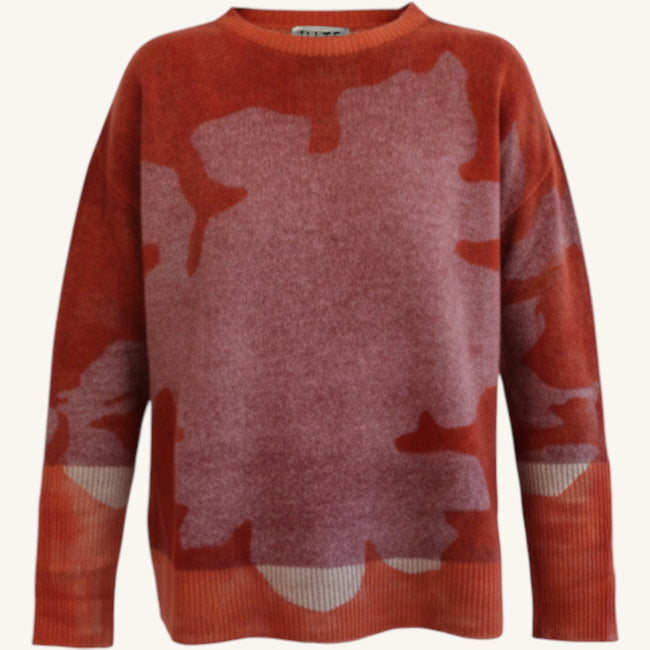 Maglione girocollo stampa a mano in cashmere