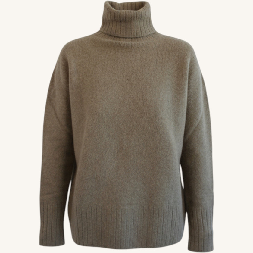 Maglione collo alto effetto infeltrito in cashmere