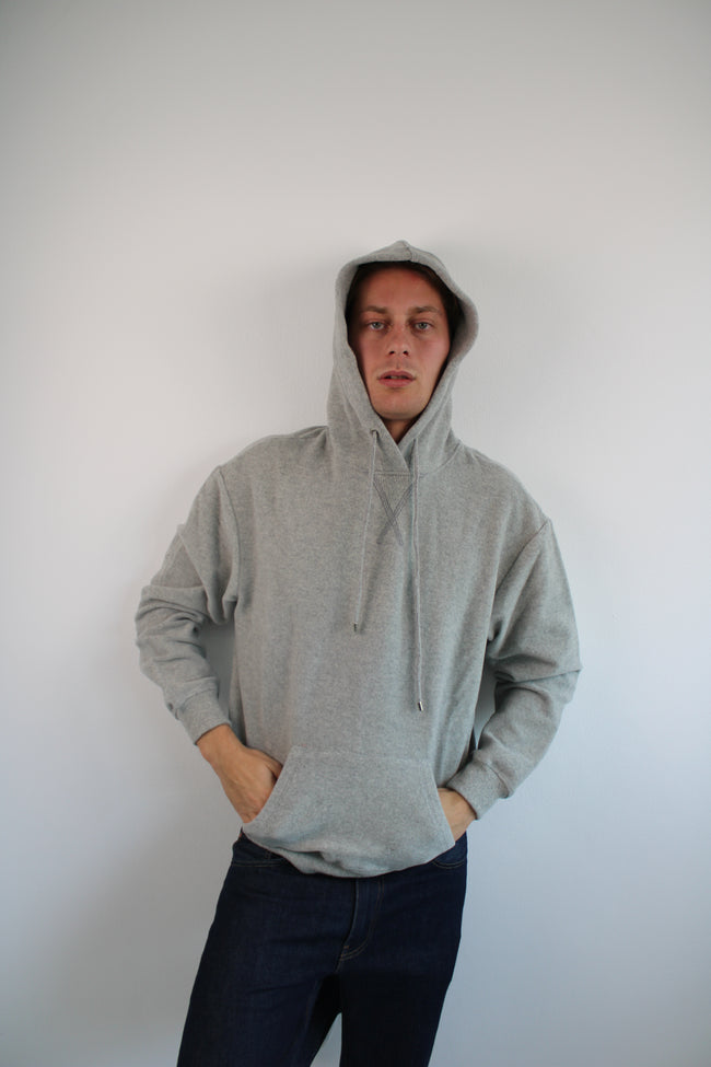 Felpa con cappuccio in tessuto cashmere cotone