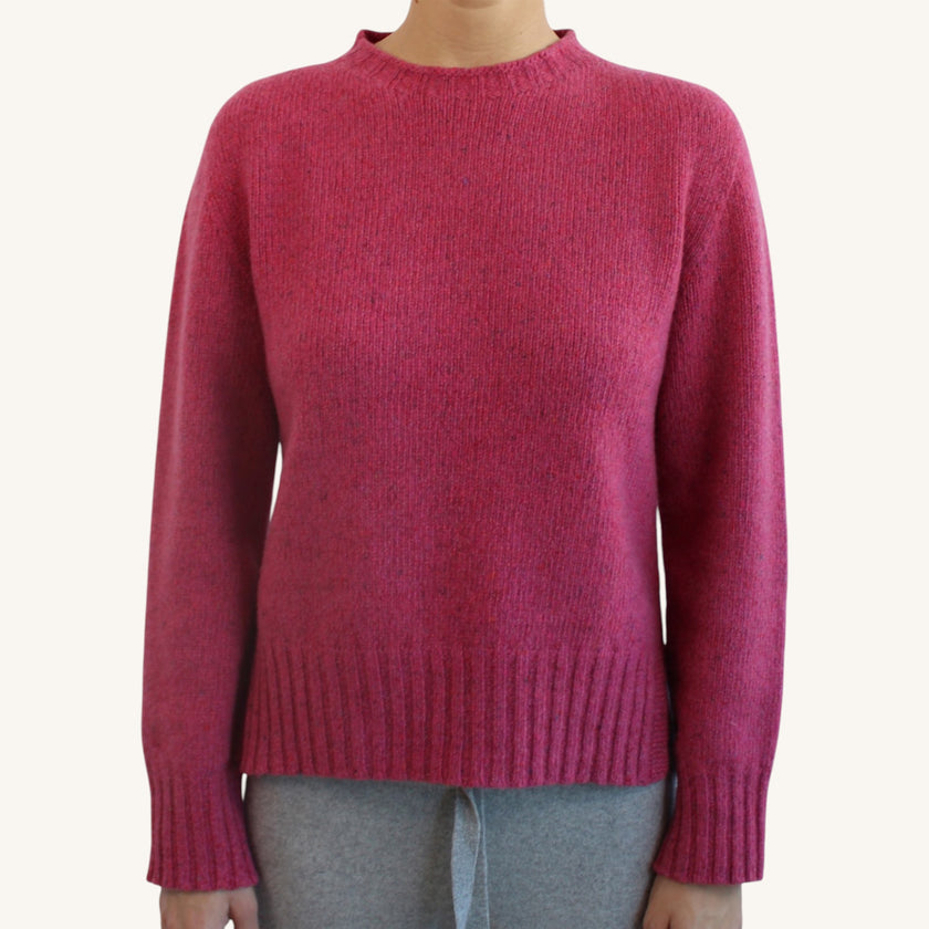 Maglione girocollo melange in cashmere