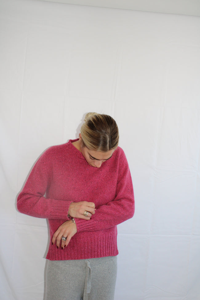 Maglione girocollo melange in cashmere