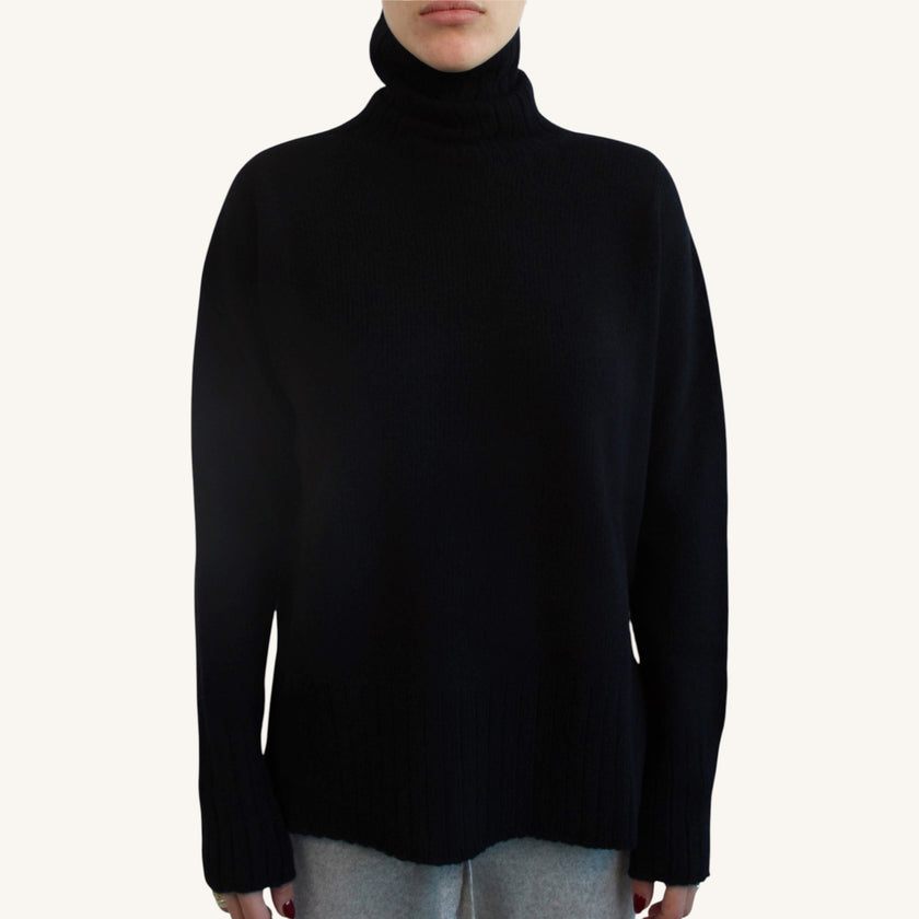 Maglione collo alto effetto infeltrito in cashmere