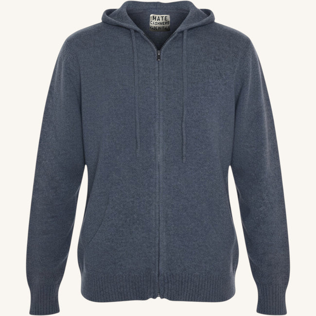 Maglione Full Zip con cappuccio in cashmere
