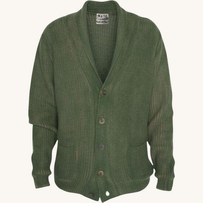 Cardigan con bottoni spray in cashmere