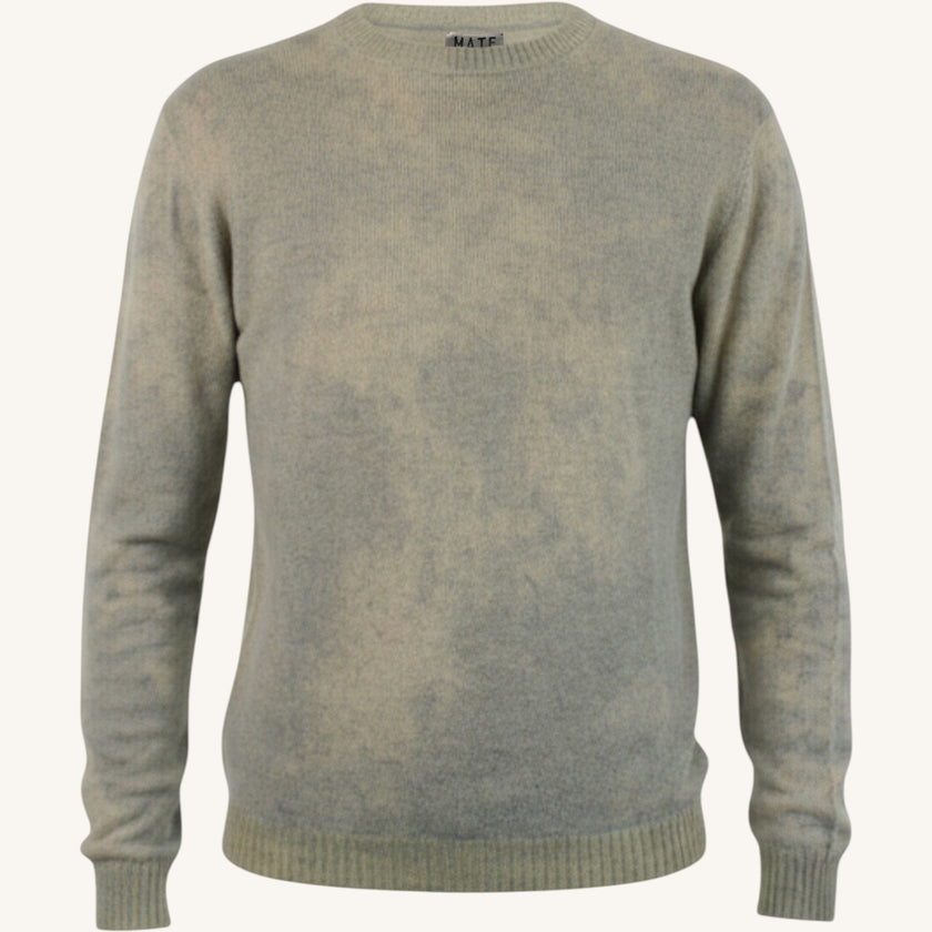Maglione girocollo in cashmere lino - tie dye fatto a mano