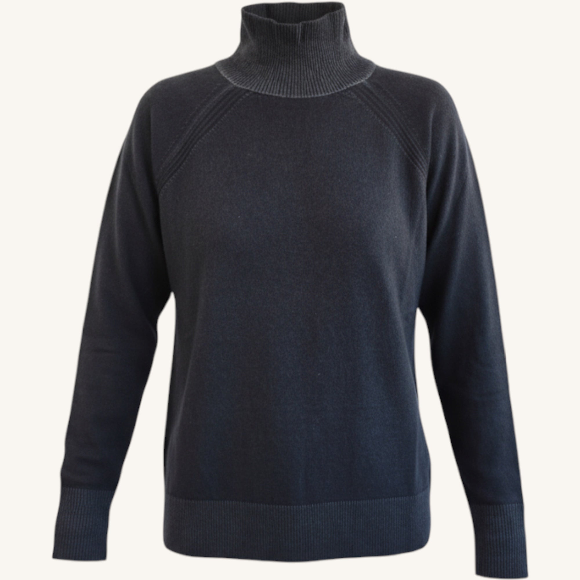 Cashmere mock neck sweater, fast dyed