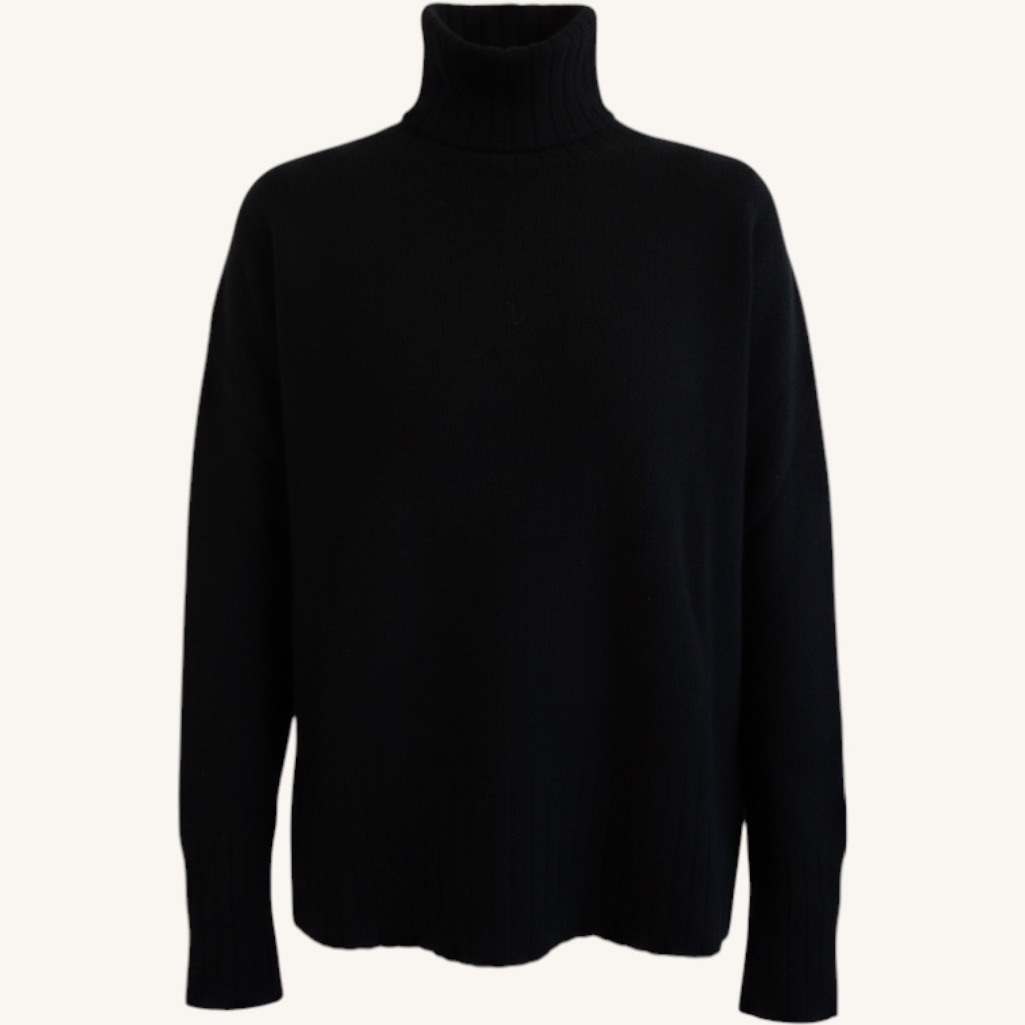 Cashmere turtleneck sweater with side slits