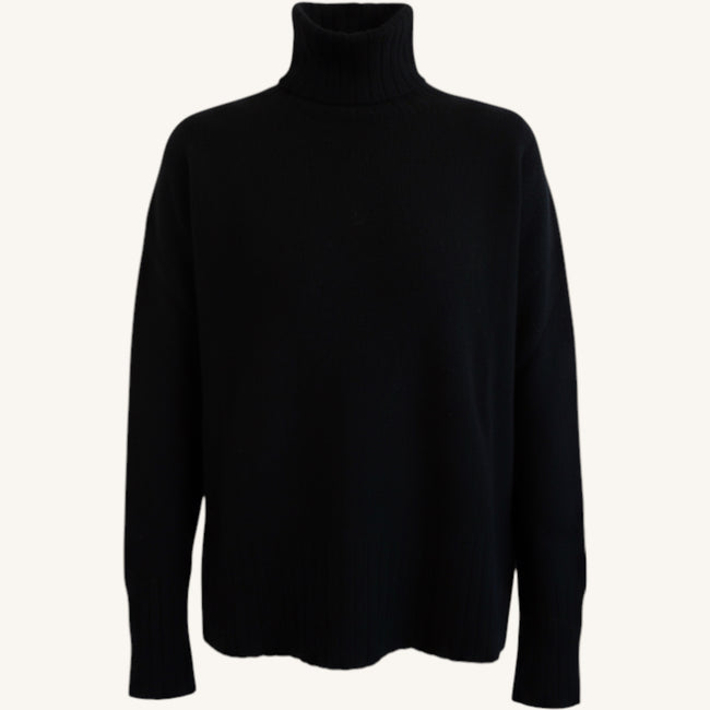 Maglione collo alto con spacchi in cashmere