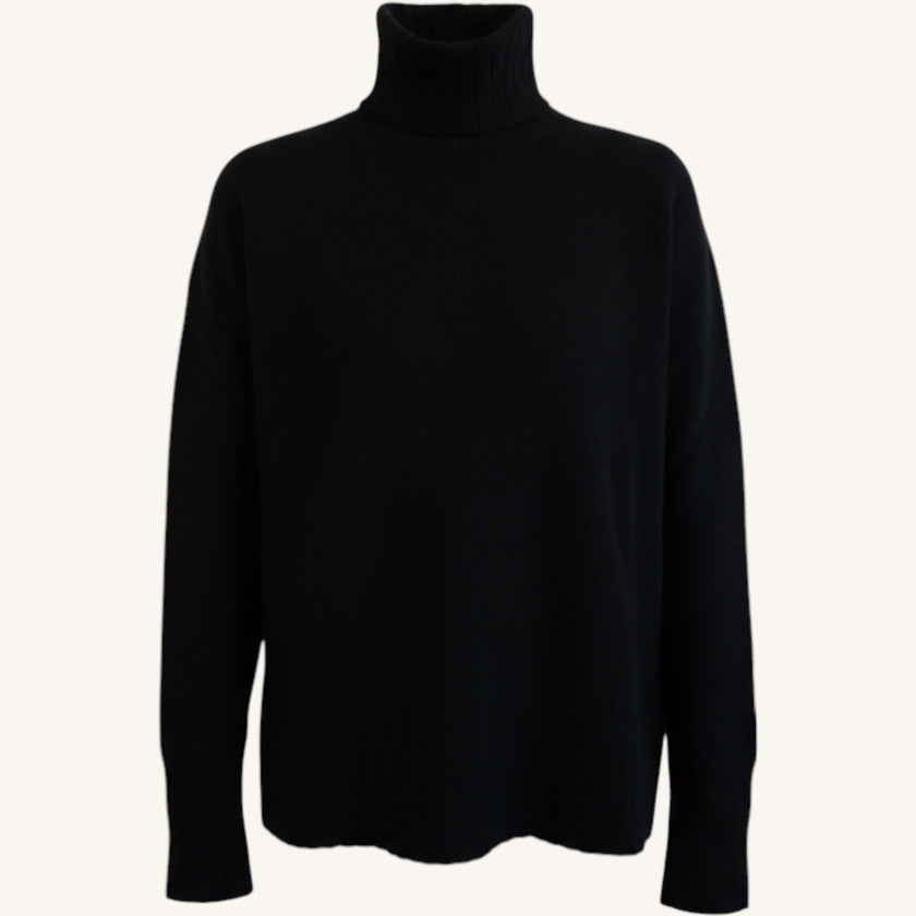 Maglione collo alto con spacchi in cashmere