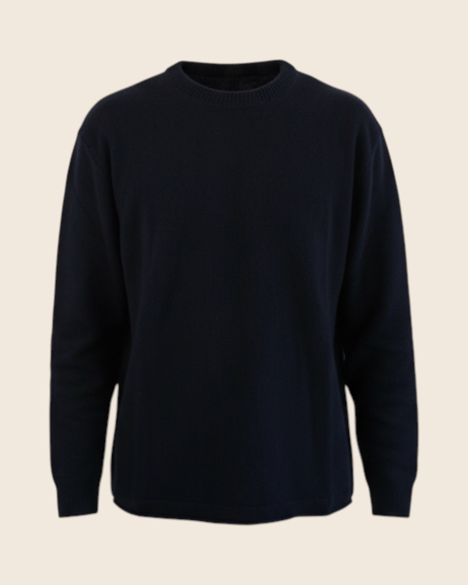Crew neck cashmere sweater with raw hem
