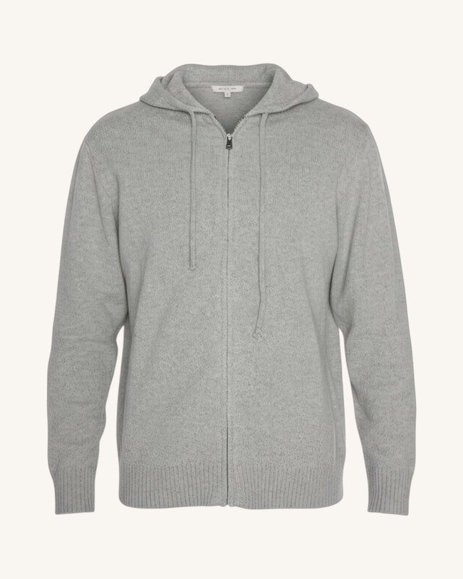 Maglione Full Zip con cappuccio in cashmere
