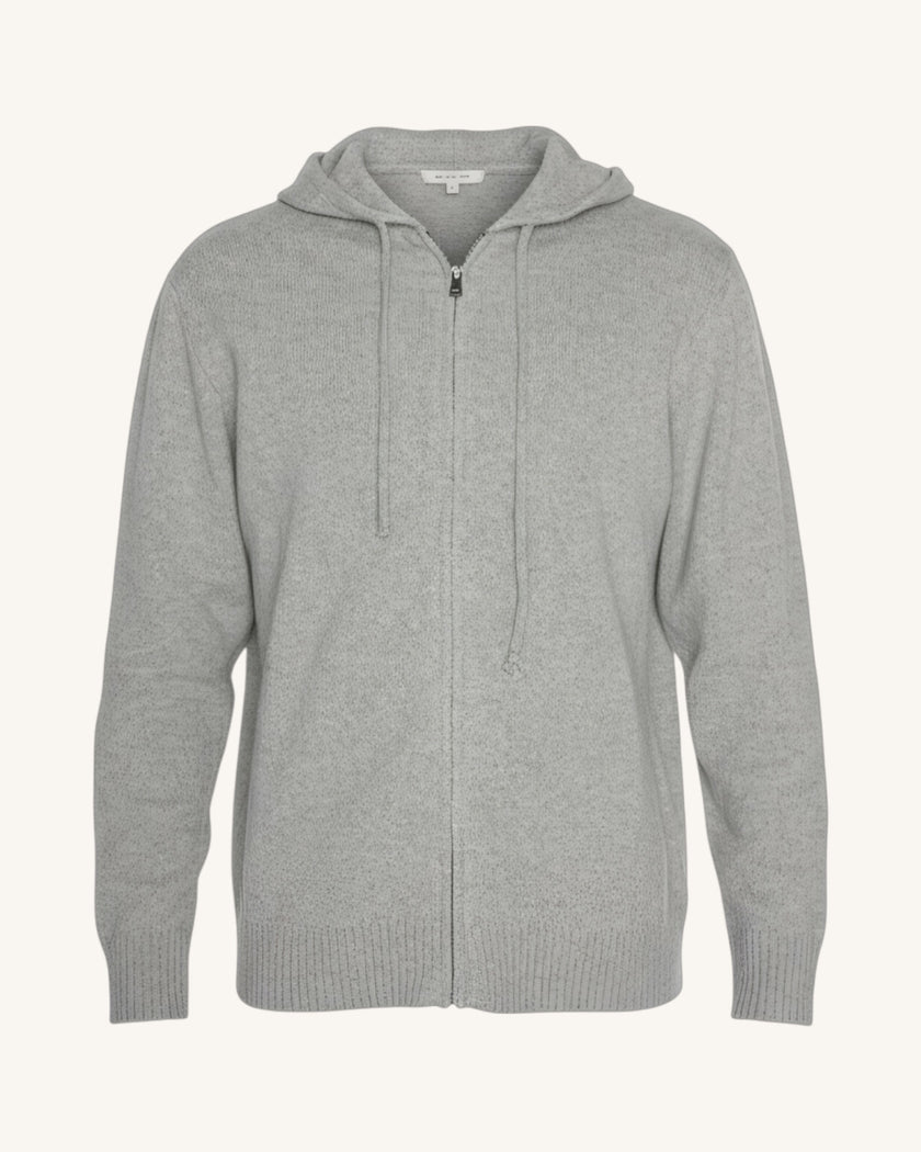 Maglione Full Zip con cappuccio in cashmere