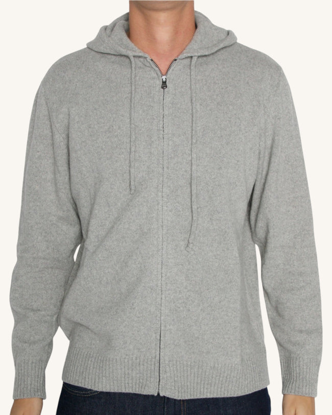 Maglione Full Zip con cappuccio in cashmere