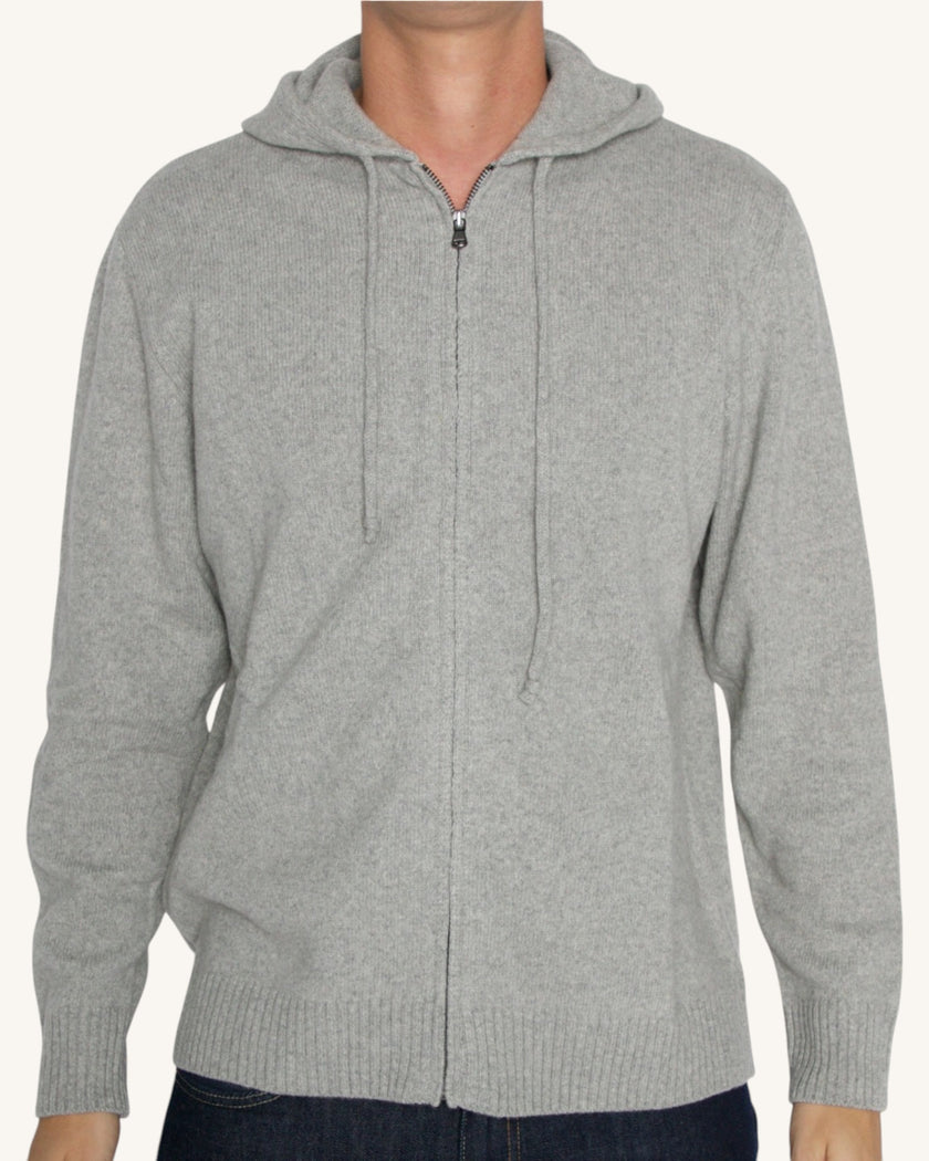 Maglione Full Zip con cappuccio in cashmere