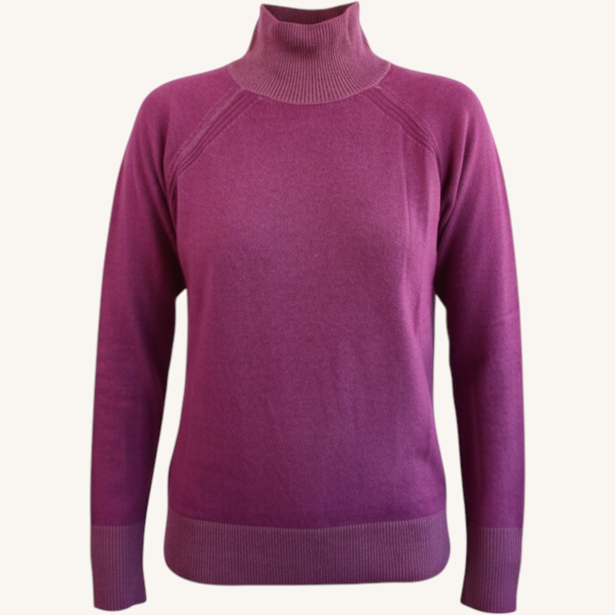Cashmere mock neck sweater, fast dyed