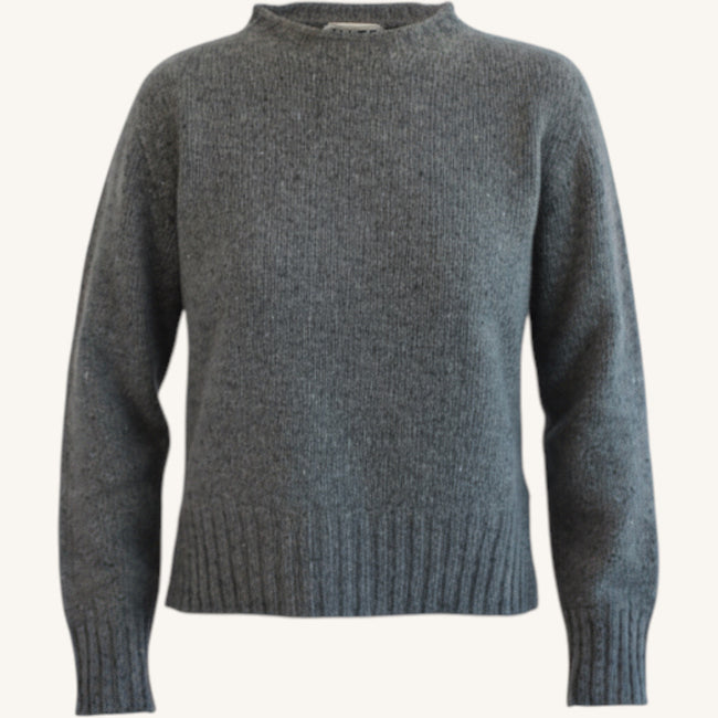 Maglione girocollo melange in cashmere