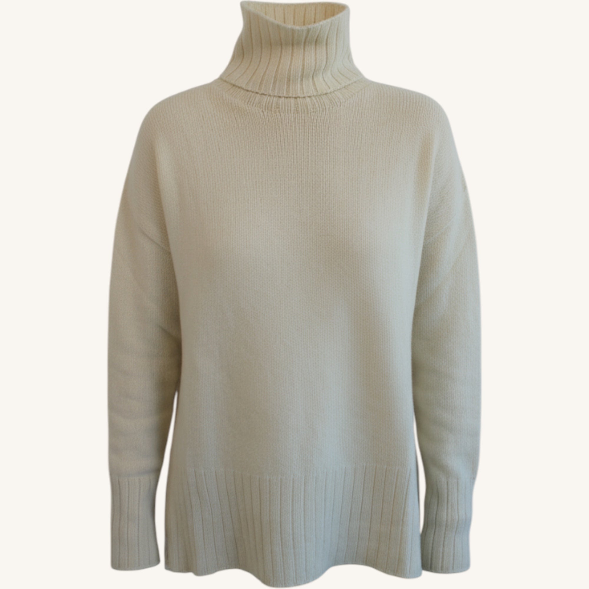 Cashmere turtleneck sweater with side slits