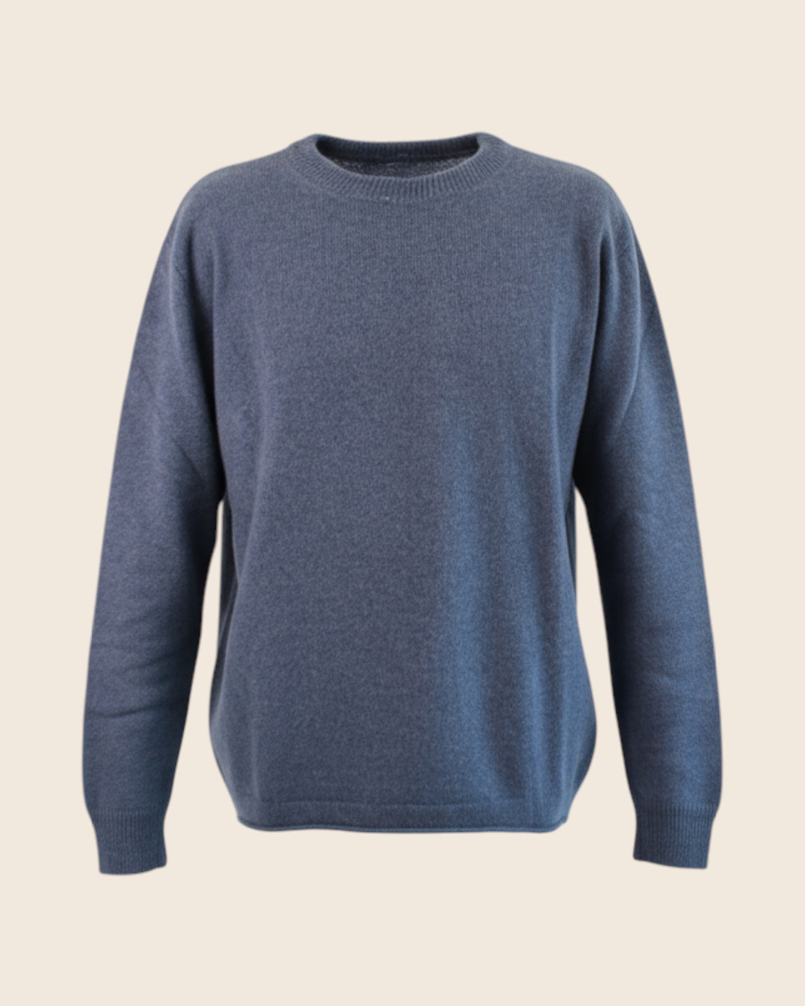 Crew neck cashmere sweater with raw hem