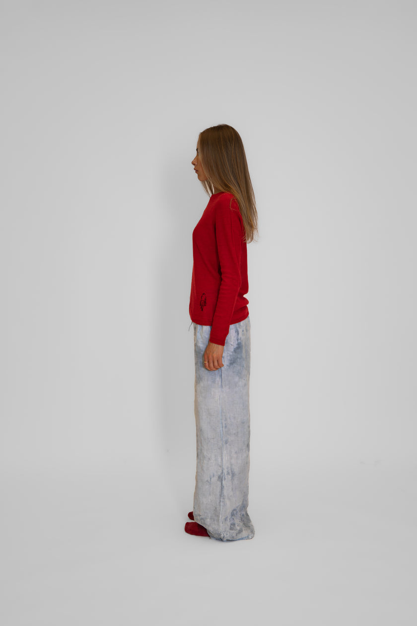Maglione paricollo in cashmere lino
