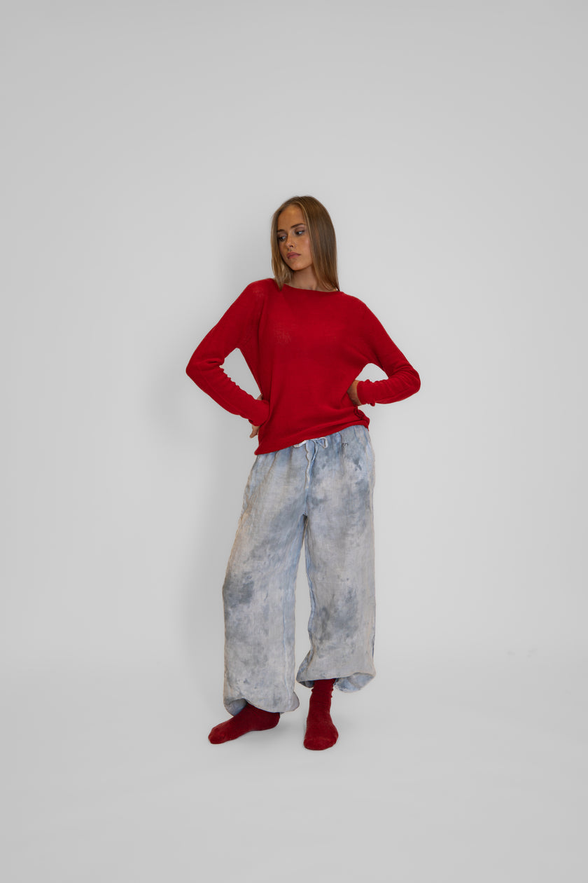 Maglione paricollo in cashmere lino