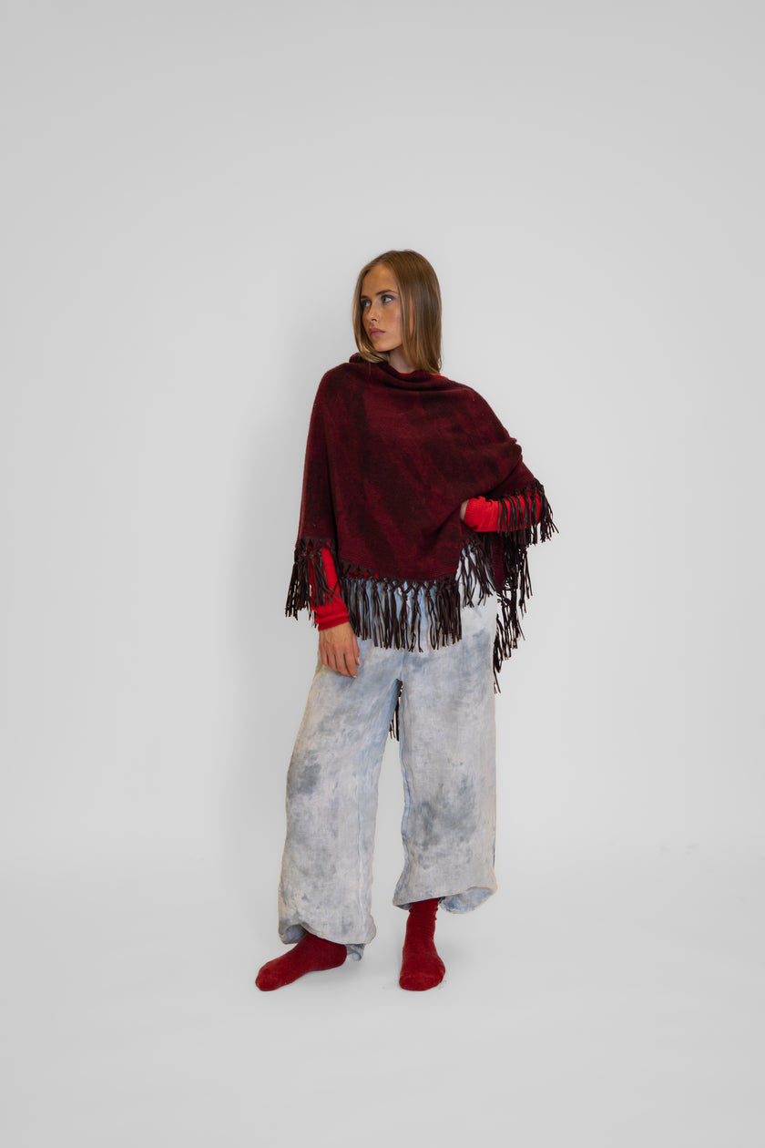 Poncho 100% cashmere handmade painted