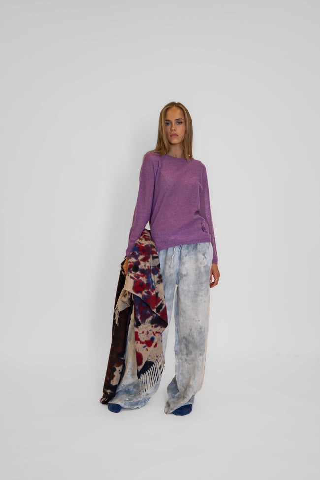 Plaid handmade 100% cashmere painted