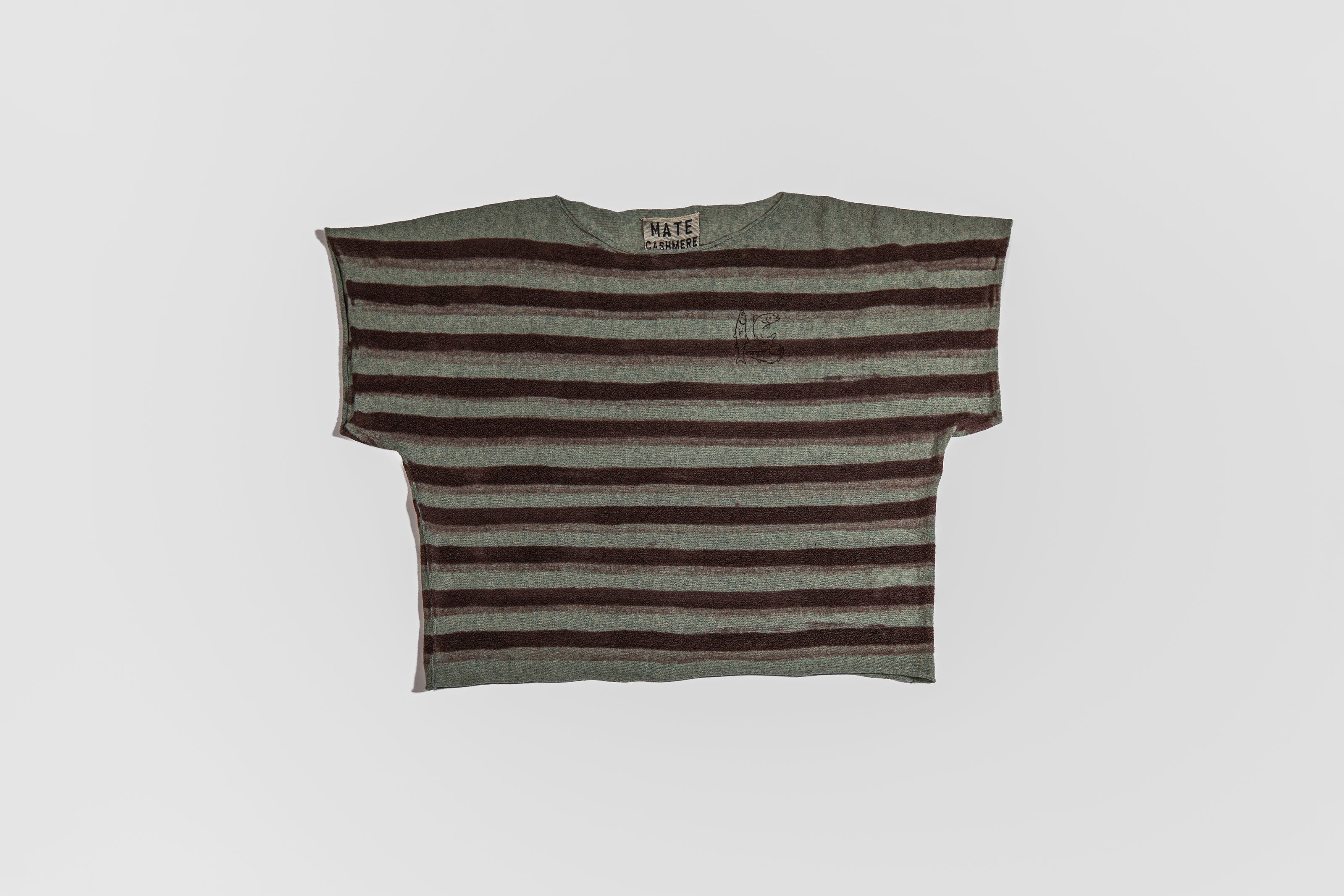 Striped cotton cashmere short-sleeve T-shirt