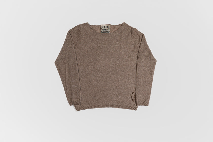 Maglione paricollo in cashmere lino
