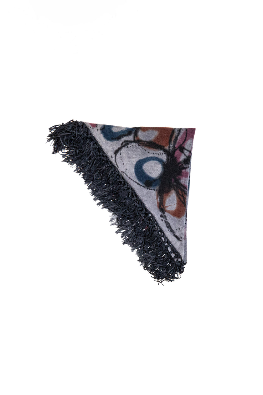 Scialle handmade con frange in camoscio