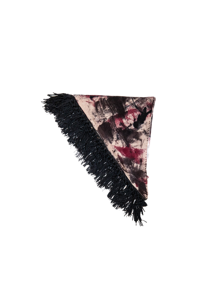 Scialle handmade con frange in camoscio