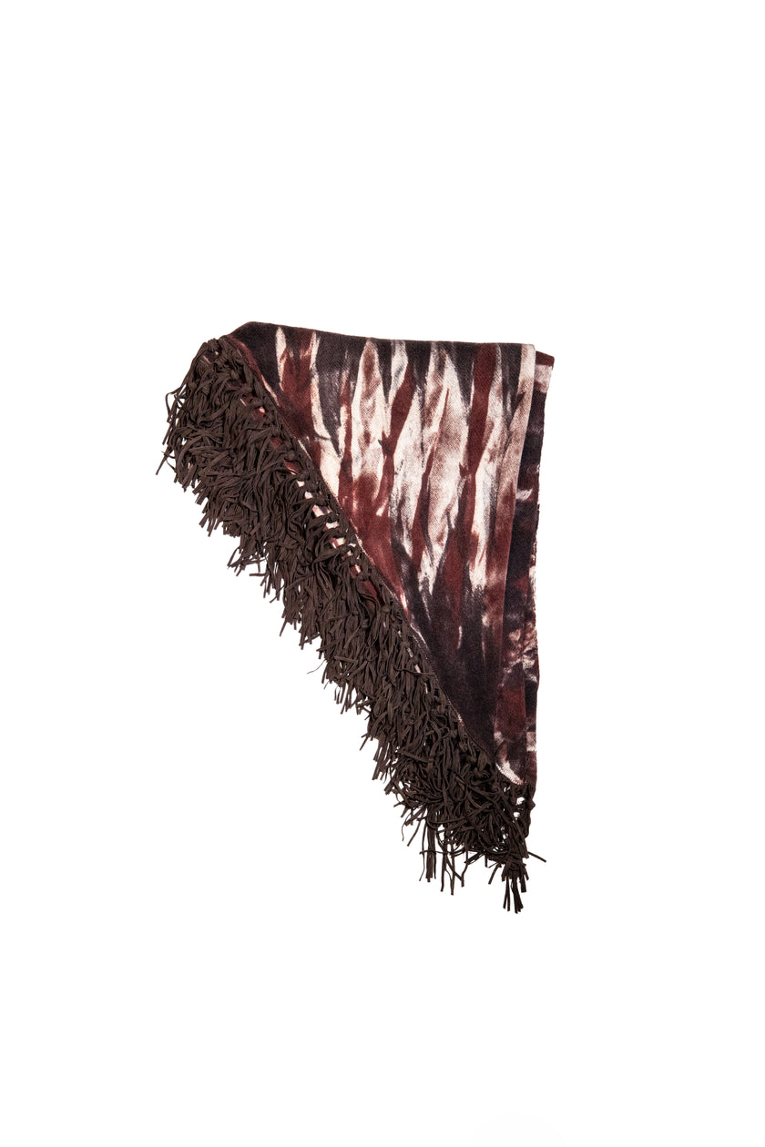 Scialle handmade con frange in camoscio