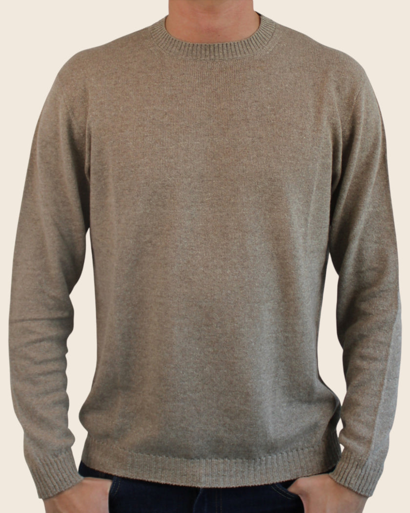 Maglione girocollo in cashmere lino