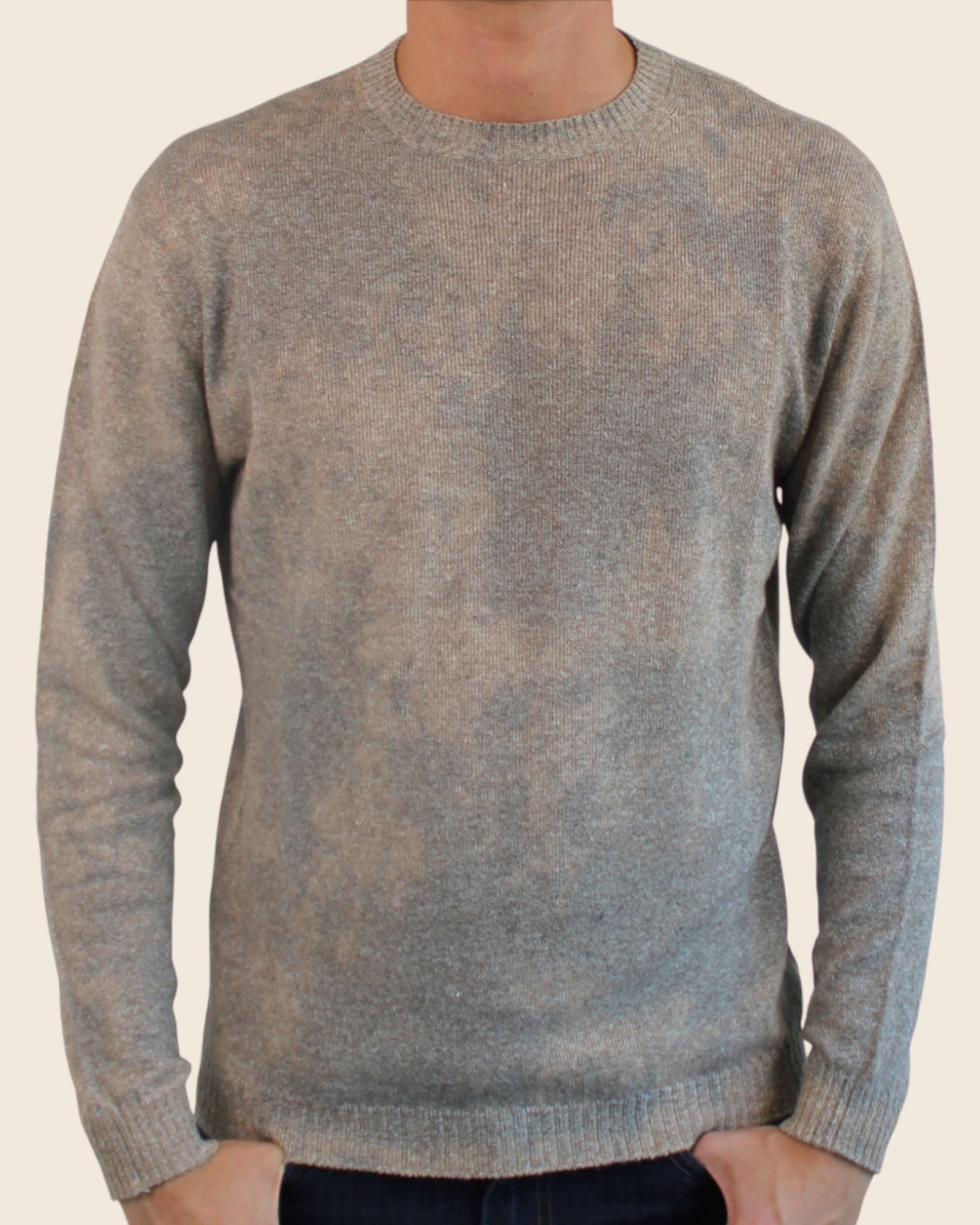 Cashmere linen crewneck sweater - handmade tie-dye