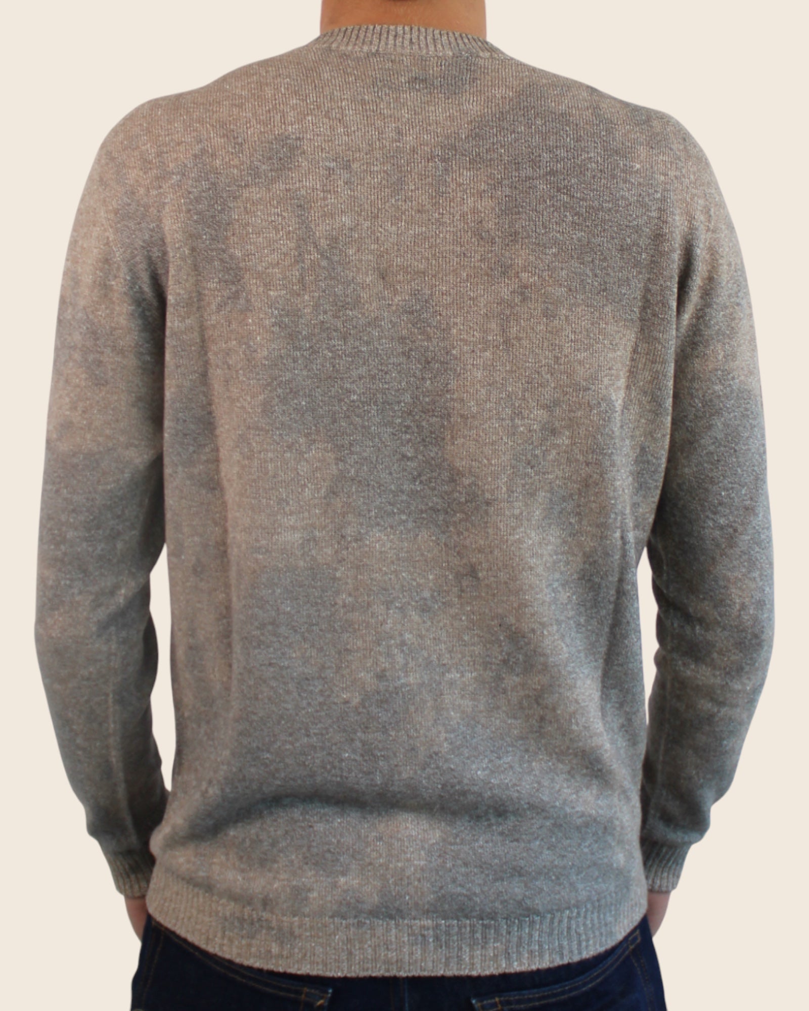 Cashmere linen crewneck sweater - handmade tie-dye