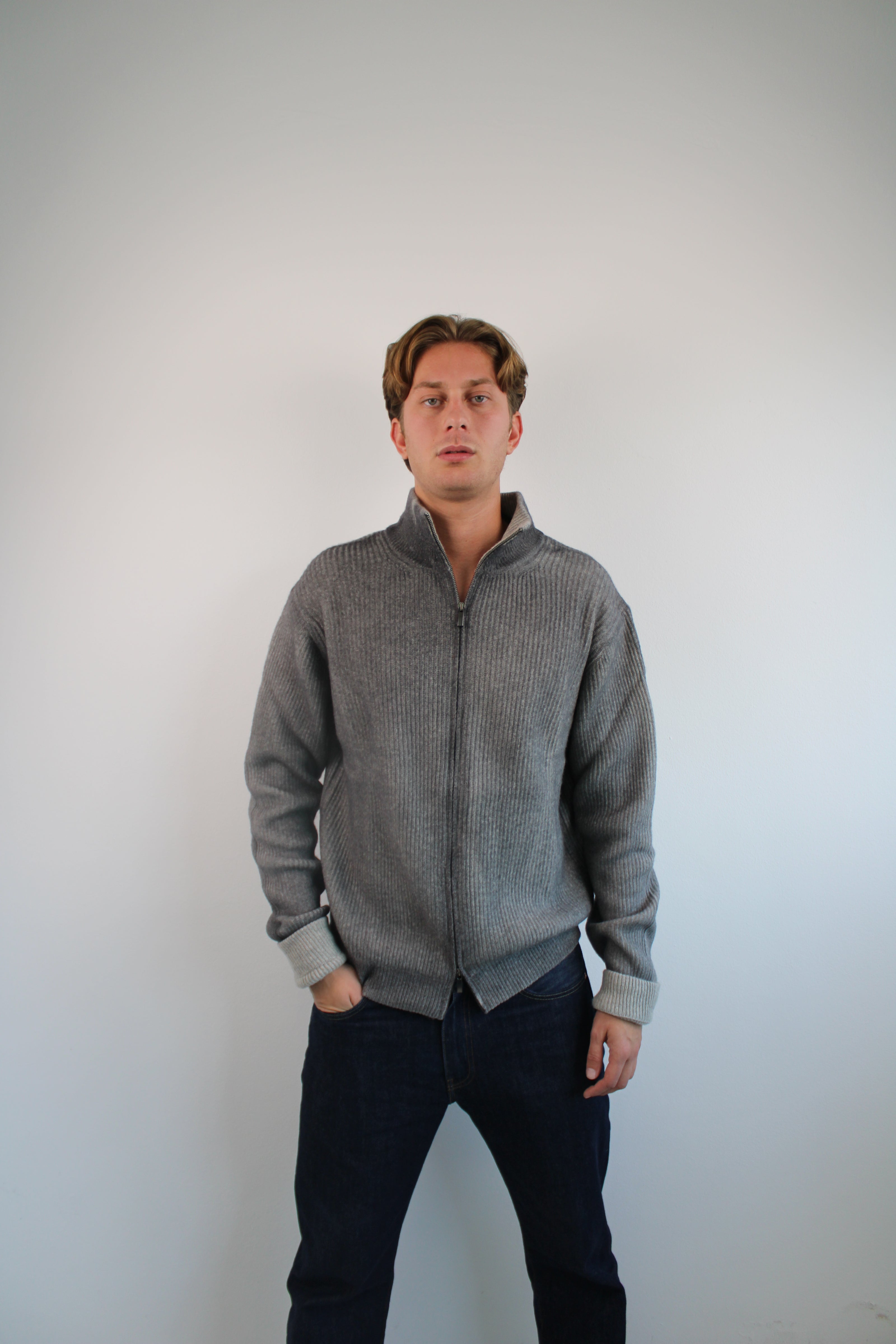 Tie-dye cashmere full-zip sweater