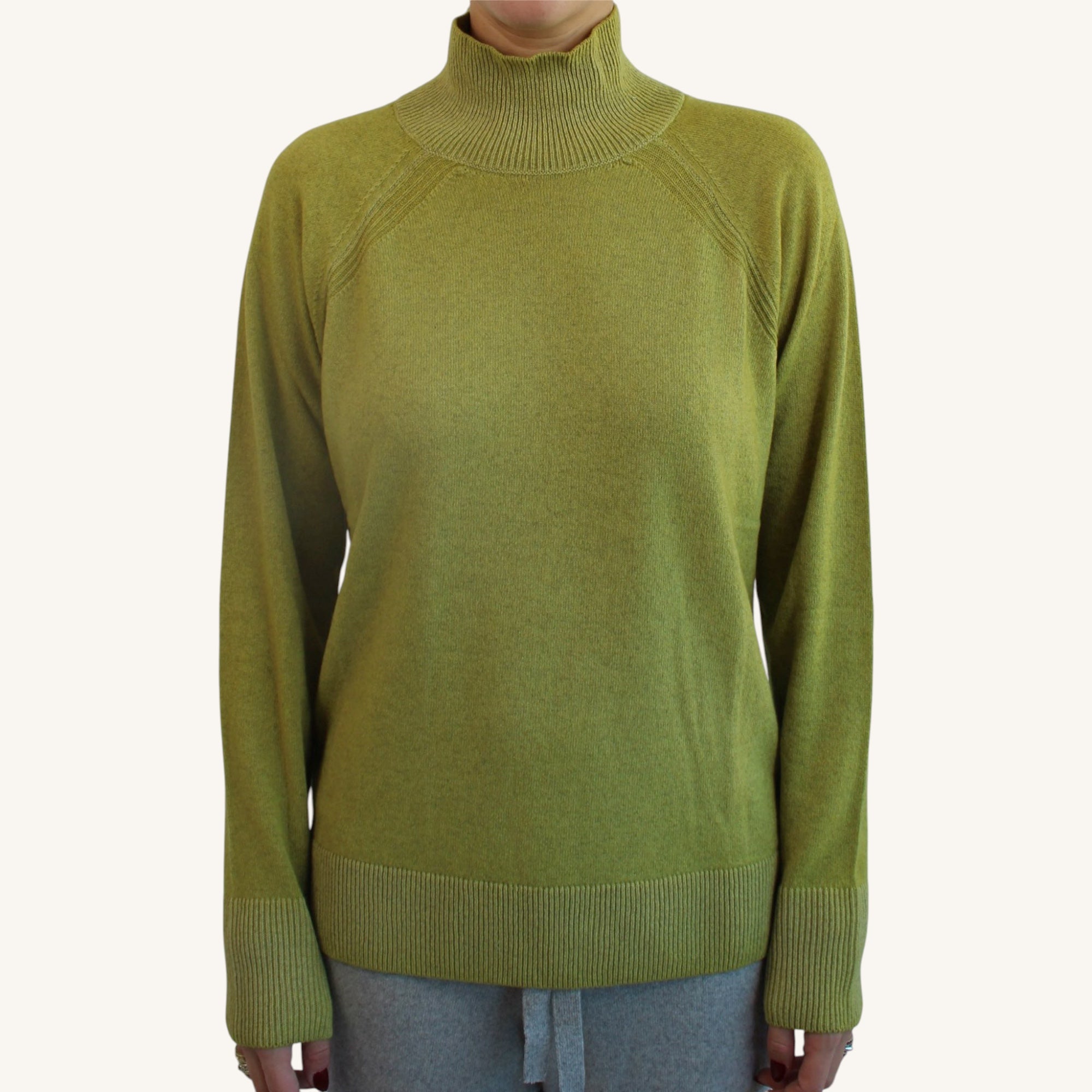 Cashmere mock neck sweater, fast dyed