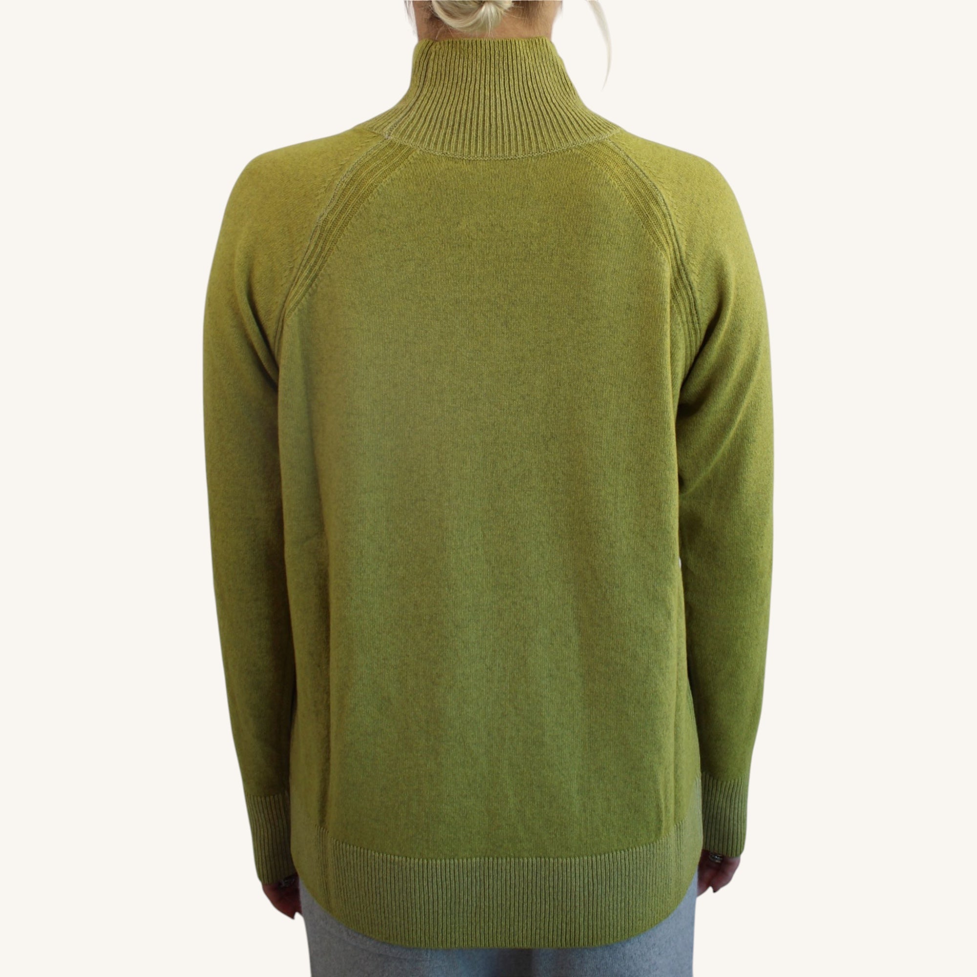 Cashmere mock neck sweater, fast dyed