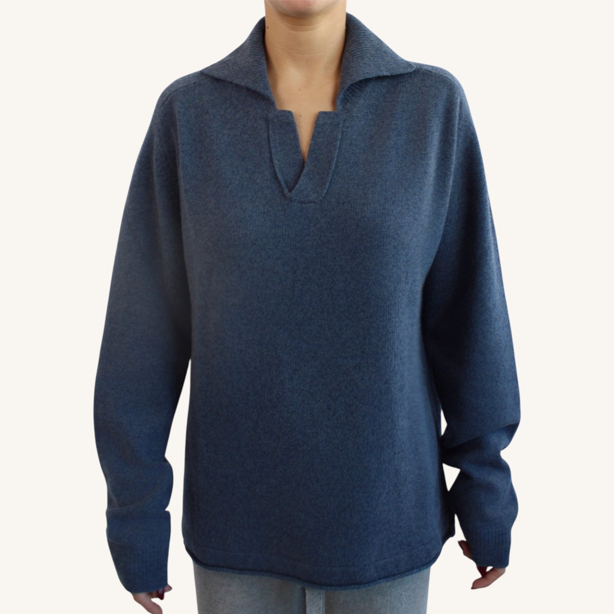 Unisex oversized cashmere polo shirt