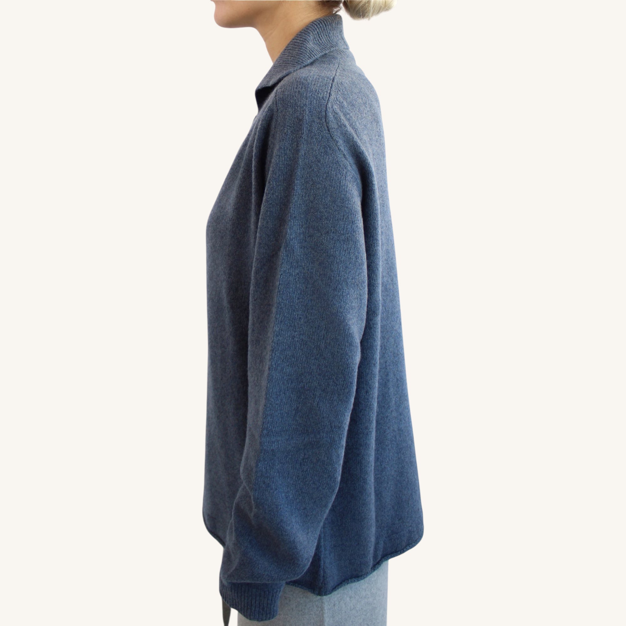 Unisex oversized cashmere polo shirt