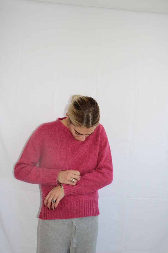 Maglione girocollo melange in cashmere