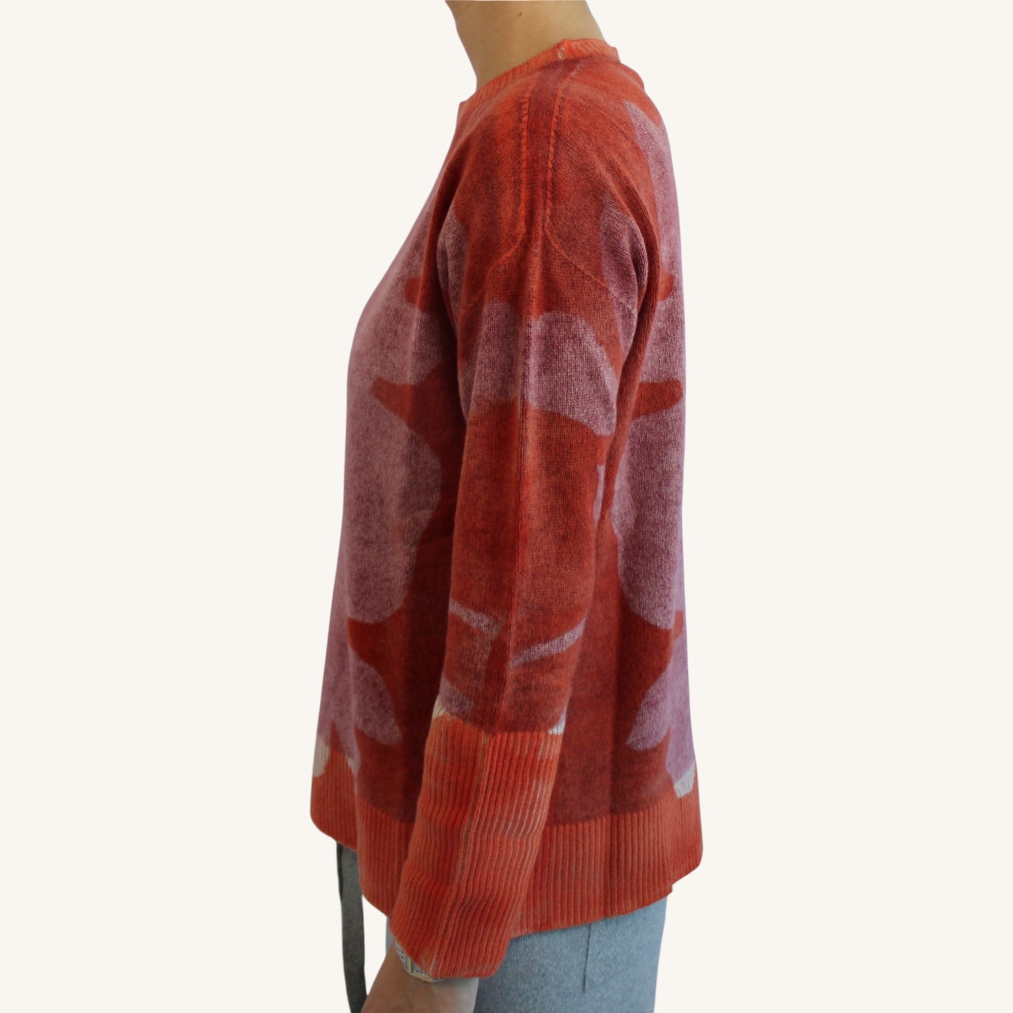Hand-printed cashmere crewneck sweater