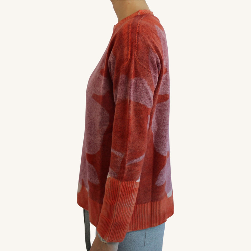 Maglione girocollo stampa a mano in cashmere