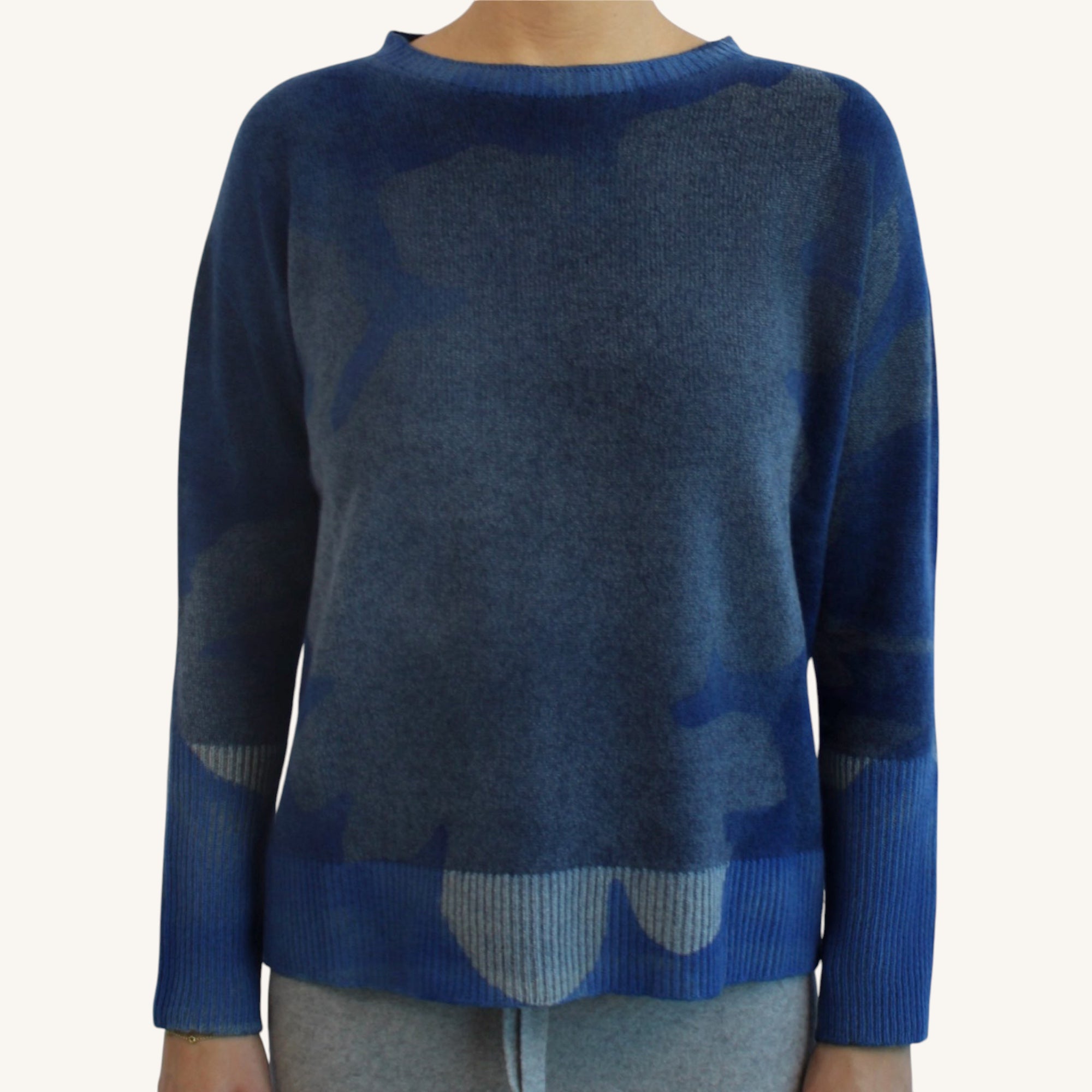 Hand-printed cashmere crewneck sweater