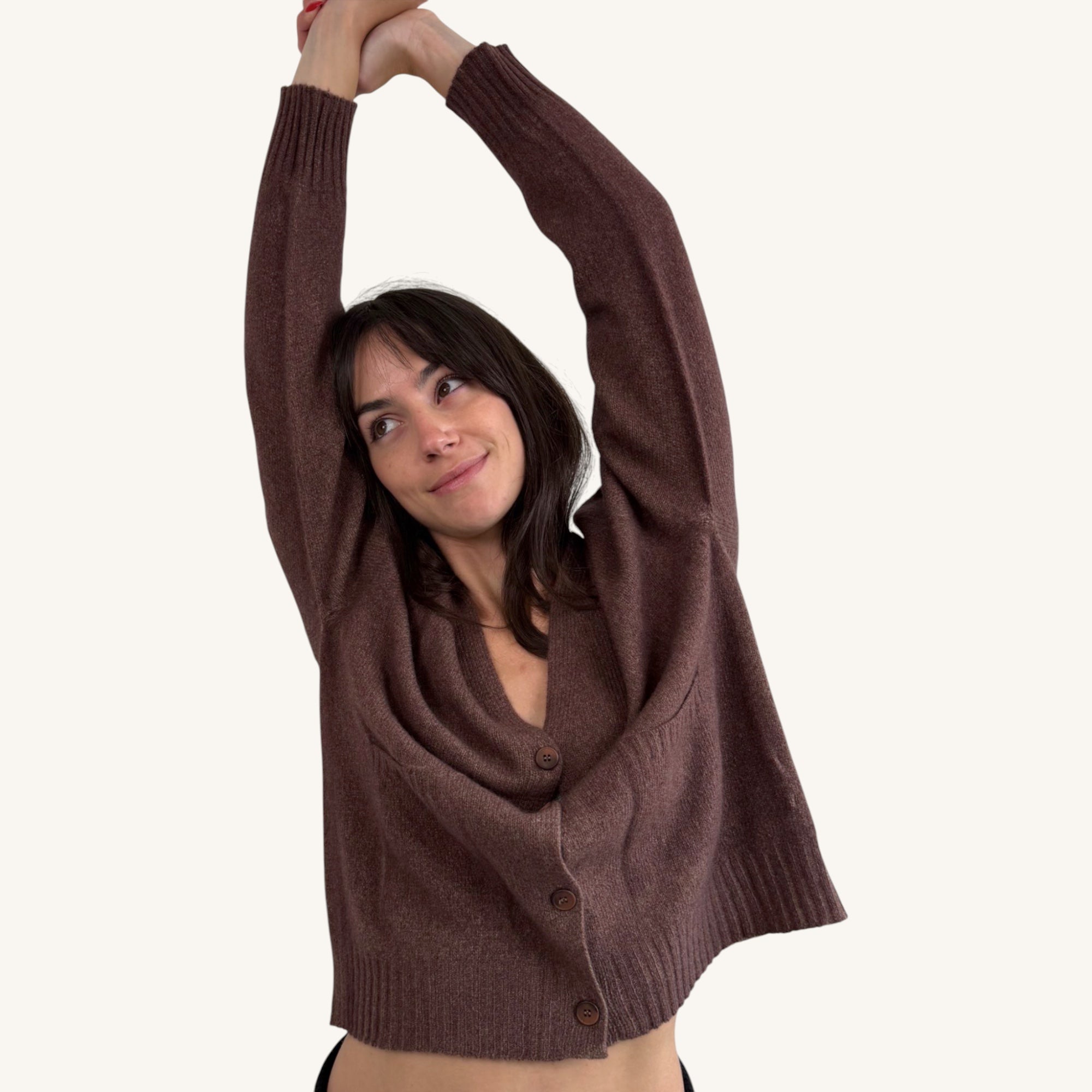 Spray-print button-down cardigan