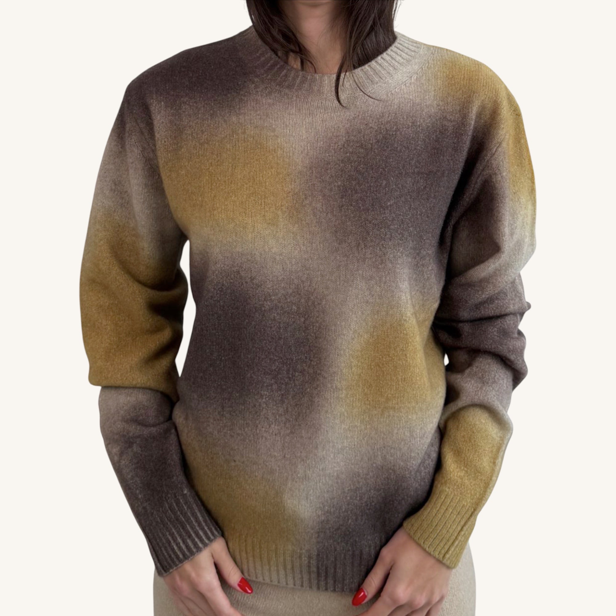Patterned crew neck sweater