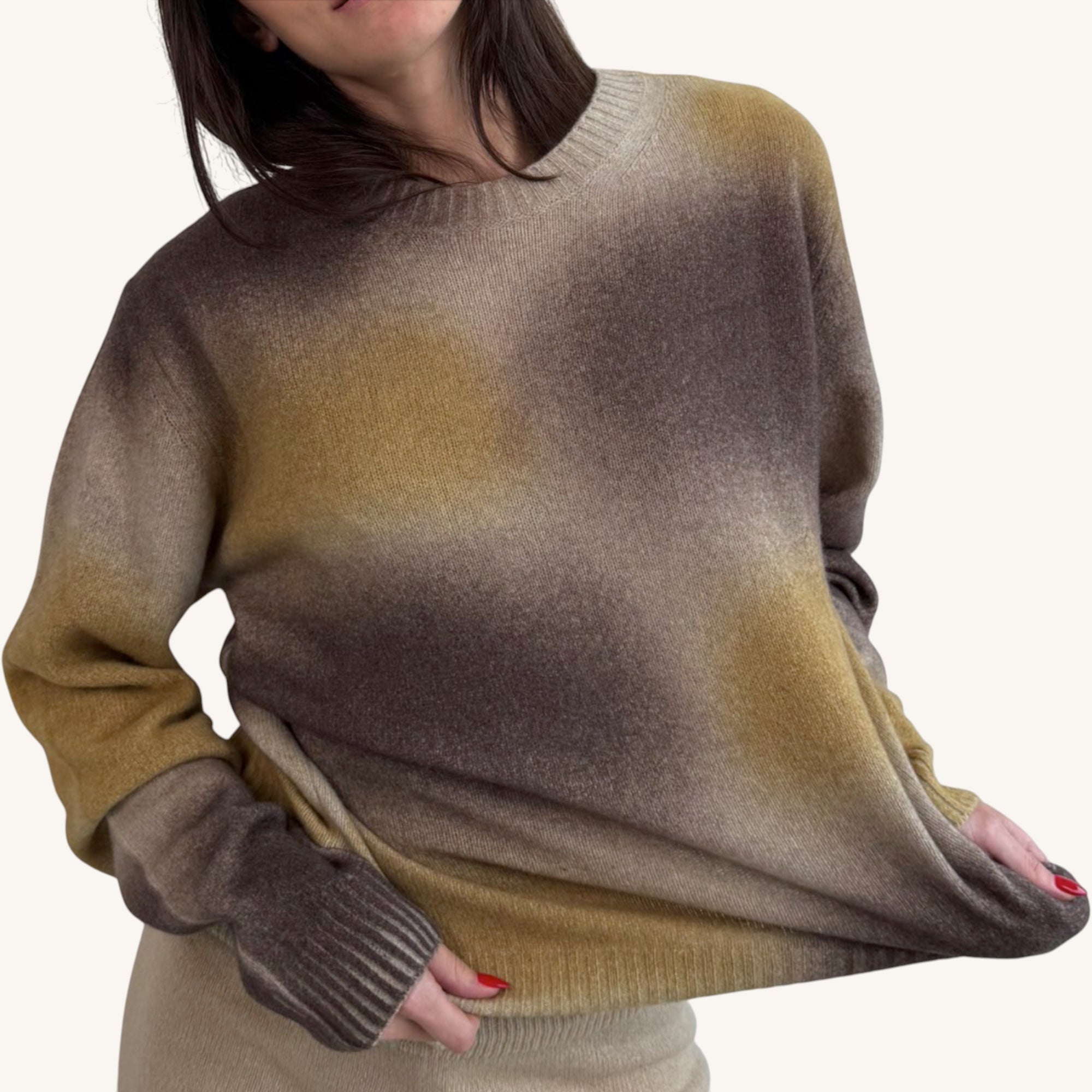 Patterned crew neck sweater