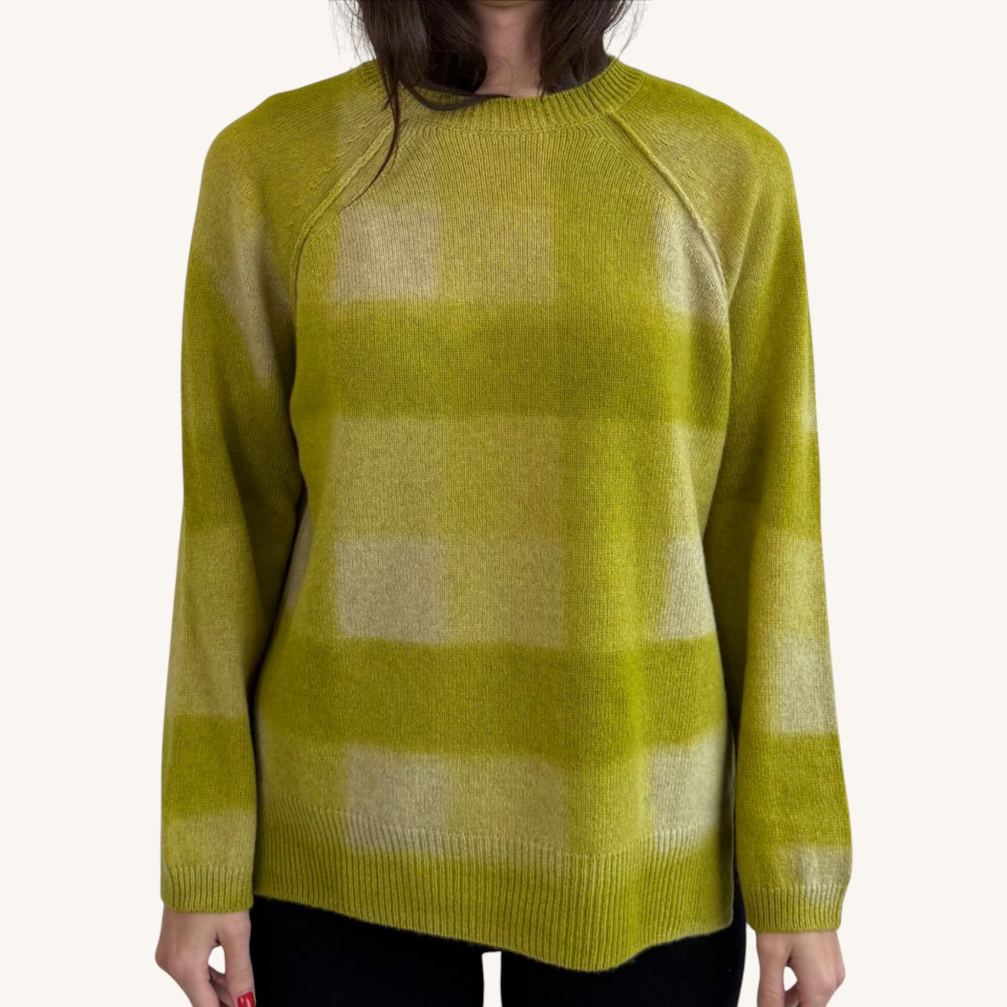 Check crew neck sweater
